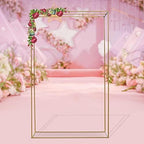 5.3x9.2ft/1.62x2.8m Wedding Arch Metal Garden Arbor Square Backdrop Stand Wedding Arches for Ceremony Metal Square Backdrop Stand Easy-to-Assemble Wedding Decorations Arch (Gold) - Image 2