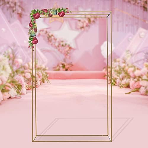 5.3x9.2ft/1.62x2.8m Wedding Arch Metal Garden Arbor Square Backdrop Stand Wedding Arches for Ceremony Metal Square Backdrop Stand Easy-to-Assemble Wedding Decorations Arch (Gold) - Image 2