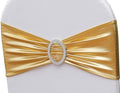 Spandex Gold Chair Sashes Bows 50 Pack Stretch Chair Bands with Buckles Elastic Slider Chairs Ties for Wedding Decorations Party Reception Events Banquet Decor - Metal Gold by MAGTOWNE