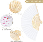 Aodaer 50 Pcs White Wedding Fans Paper Folding Fans with Storage Basket - Image 3