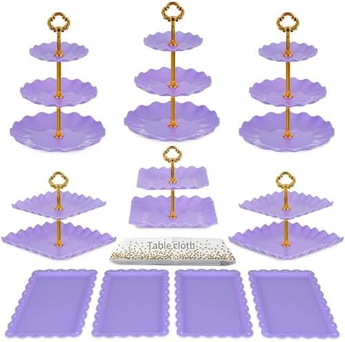 Pack of 11 NWK Cake Stand Set of Cupcake Stand, Tray & Table Cloth (Purple) - Image 6