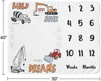 Sweet Jojo Designs Construction Truck Boy Milestone Blanket Monthly Newborn First Year Growth Mat Baby Shower Memory Keepsake Gift Picture - Grey Yellow Orange Red Blue Transportation Chevron Arrow - Image 4