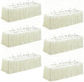 6 Packs Ivory Satin Tablecloths Rectangle 8FT, Glitter Spandex Fitted Stretch Table Covers Wrinkle-Free Floor Length Shimmer Table Skirt for Weddings Parties Baby Shower Banquets Vendor Events by Partisky