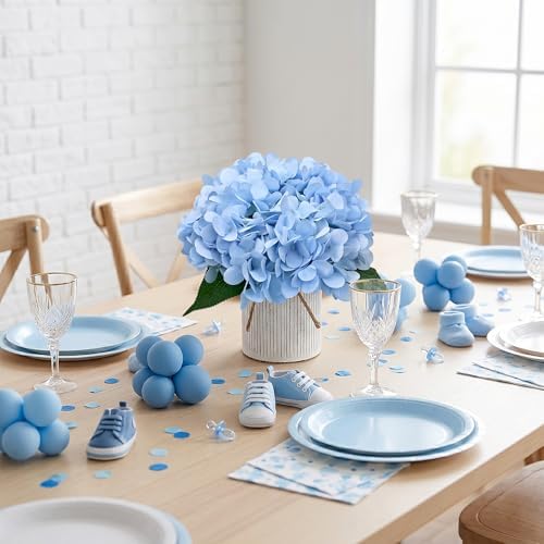 Set of 6 Artificial Flower Table Centerpieces (Light Blue, 6 X Flower Table Centerpieces) - Image 6