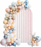 Pink and White Striped Arch Backdrop Cover 7.2 FT, Gradient Wedding Arch Cover Stretchy Backdrop Stands Covers for Birthday Party Ceremony Banquet Decor - Image 2