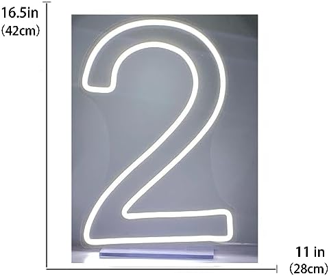 LED Neon Signs Number 2 Birthdays Decor Neon Lights Party USB Plus Battery Case Light up your baby's birthday with our Neon Number Two Sign (Number 2) - Image 3