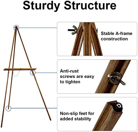 Falling in Art 65" A-Frame Wooden Tripod Easel Stand (Brown) - Image 4