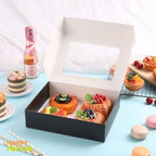 HAPPY POTATO 25 Cookies Box 10x8x2.5 Inch, Black Bakery Boxes with Window - Image 3