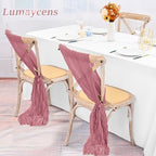 50 PCS Cheesecloth Chair Sashes Bows Wedding Aisle Decorations Chair Ribbon Ties Back Sash for Wedding Party Events Banquet Chair Cover Decoration (Dusty Rose) - Image 4