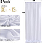 gogoparti 30x12ft White Backdrop Curtain for Wedding Parties, 6 Panels (5x12 ft Each) Wrinkle-Free Dackdrop Curtains, Silky Draping Fabric for Birthday Party, Baby Shower, Photo Background - Image 6