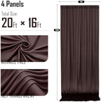 20x16ft Brown Backdrop Curtains for Wedding Party, 4 Panels 16 ft Long Back Drop Cloth, Wrinkle-Free Polyester Drapes for Birthday, Baby Shower, Stage Photography Background - Image 5