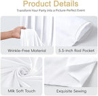 20x8ft White Backdrop Curtains for Parties Wedding Photo Wrinkle Free White Drapes Backdrop Polyester Photoshoot Back Drop for Baby Shower Birthday Party Photography Background 4 Panels 5x8FT - Image 7