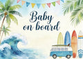 10x7ft Baby On Board Theme Backdrop Summer Beach for Baby Shower Party Decorations Banner Summer Beach Backdrops for Photography Background Newborn Birthday Cake Table Photo Props by XMJJKUF