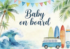 10x7ft Baby On Board Theme Backdrop Summer Beach for Baby Shower Party Decorations Banner Summer Beach Backdrops for Photography Background Newborn Birthday Cake Table Photo Props by XMJJKUF