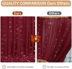 10x10FT Burgundy Wrinkle Free Backdrop Curtains with Lights String for Parties - Photo Curtain Backdrop with Lights for Wedding Decorations, Bridal Baby Shower Birthday Party Photography Background - Image 5