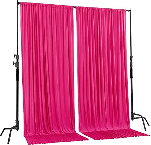 AK TRADING CO. 10 feet x 8 feet IFR Polyester Backdrop Drapes Curtains Panels with Rod Pockets - Wedding Ceremony Party Home Window Decorations - Fuschia - Image 2