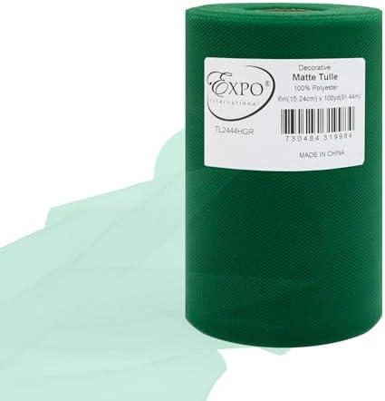 Expo International Decorative Matte Tulle, Roll/Spool of 6” X 100 Yards, Lightweight Polyester Tulle Fabric for Tutus, Costumes, and Party Decorations, Washable, Easy-to-Use, Hunter Green - Image 2