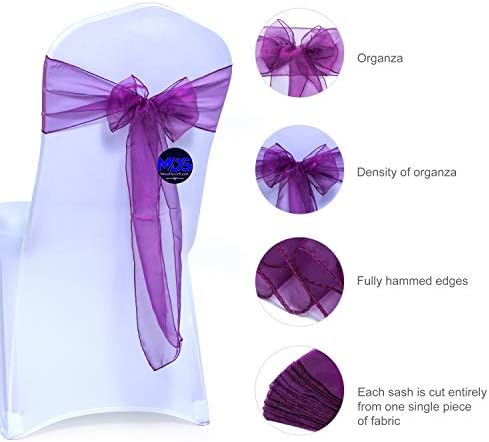 Pack of 100 Organza Chair Sashes for Wedding & Event Décor – Dark Purple - Image 3