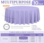 Showgeous 120 Inch Lavender Round Tablecloths, Polyester Table Covers - Image 2
