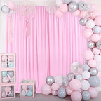 AK TRADING CO. 10 feet x 8 feet IFR Polyester Backdrop Drapes Curtains Panels with Rod Pockets - Wedding Ceremony Party Home Window Decorations - Pink - Image 6