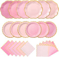 144 Pcs 48 Guests Gradient Pink Paper Plates and Napkins Party Supplies by Skybooly