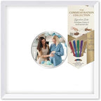 Solid Wood Signature Frame With Circle Opening - White Wood - Metallic Silver Accent Mat - Guest Book Alternative With Gel Pens Made in the USA by CustomPictureFrames