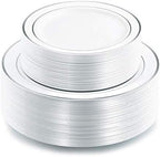 I00000 102 Pcs Silver Plastic Plates, Premium Silver Disposable Plates by I00000