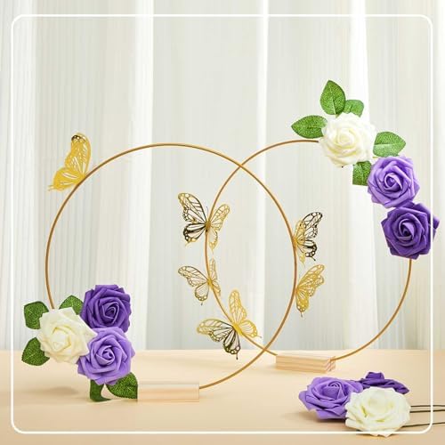 Vercraft 12 Set Butterfly Hoop Centerpieces,White, Purple, Purple,Round - Image 6
