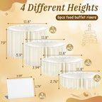 12Pcs Buffet Risers, Food Risers for Table, Foldable Cake Display Stands, Tall Cardboard Cupcakes Stand for Show Catering Desserts Jewelry Wedding Birthday Party Decoration (White) - Image 2
