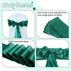MDS® Pack of 25 Satin Chair Sashes for Wedding & Events – Emerald Green - Image 5