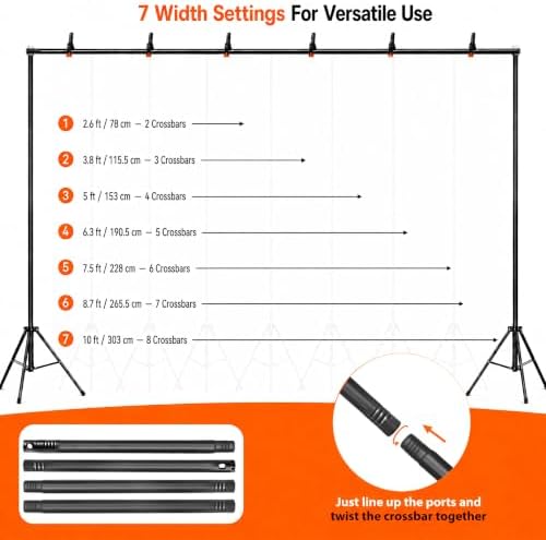 Backdrop Stand 10x9.2 Ft (WxH), 7 Widths Adjustable Background Stand - Image 2