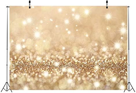 BELECO 8x6ft Fabric Bokeh Gold Backdrop Golden Glitter Backdrop for Photography Holiday Twinkle Lights Glitter Party Background Gold Spots Glitter Birthday Wedding Photoshoot Kids Baby Photo Props - Image 3
