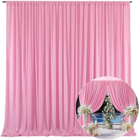 10 x 7 Feet Pink A Backdrop Curtain for Partie, Background Curtains for Photoshoot, Birthday, Wedding, Halloween, Thanksgiving, Christmas Day, New Year Party Decorations 5Ft x 7Ft, 2 Panels by ZEBMOON