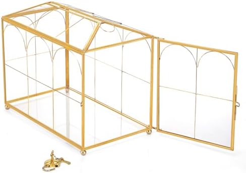 Okllen Glass Card Box with Slot, Large Gold Clear Card Box for Wedding Receptions, Decorative Storage Box with Lock for Baby Shower, Birthday Party, Bridal Shower - Image 4