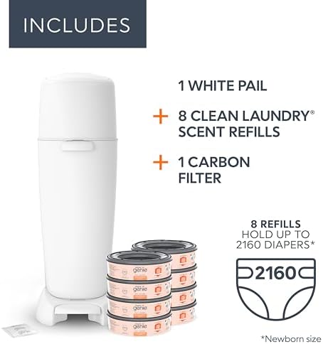 Diaper Genie Registry Gift Set | Includes Diaper Genie Complete Diaper Pail, 8 Refill Bags, 1 Carbon Filter | Perfect Starter Kit - Image 2