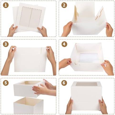 Moretoes 28pcs Cake Boxes, 10”x10”x8” Bakery Boxes for Pastries, Desserts - Image 3