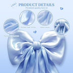 Big Blue Bow Coquette Room Decor, 16x85 Inch Large Christmas Bows for Birthday Decorations, Christmas Tree Topper, Girl Room Decor, Bachelorette, Wedding, Baby Shower, Front Door, Wreath (Blue) - Image 3