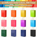 100 PCS Small Gift Bags with Handles, 5.91"x3.15"x8.27" Party Favor Bags, 12 Colored Goodie Bags for Birthday Party, Kraft Paper Gift Bags Bulk for Wedding, Baby Shower, Celebrations, Party Supplies - Image 4