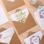 25psc Foldable Flower Thank You Cards and Wishes Card Set, White Kraft Envelopes with Seals, Suitable for Bridal Shower Baby Shower (100pcs Thank You Card Set three) - Image 3