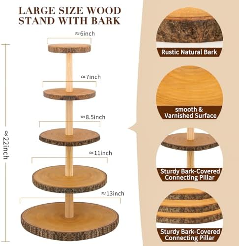 5-Tier Rustic Wooden Cupcake Stand - Large Capacity Display Stand for Woodland Baby Showers, Weddings, Birthdays, Parties, and Farmhouse Decor. - Image 7