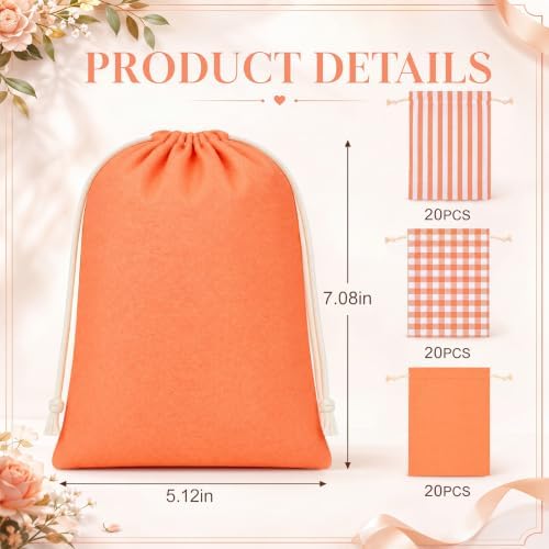 Kacctyen 60 Pack Small Orange Drawstring Gift Bag Bulk Reusable Nylon Pouch - Image 2
