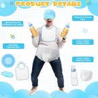 6 Sets Bottle Chug Baby Shower Blind Games Juegos Para Include Plastic Bottles Bibs Hat Eye Mask Disposable Diapers Blindfolded Baby Shower Bottle Games Gender Reveal Decoration (Blue) - Image 3