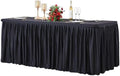 Wish Care Black Polyester Table Clothes for 8 Foot Rectangle Tables, Wrinkle Free Fitted Table Cover with Pleated Ruffle Table Skirt for Birthday Party Wedding Trade Show Event Display by WishCare