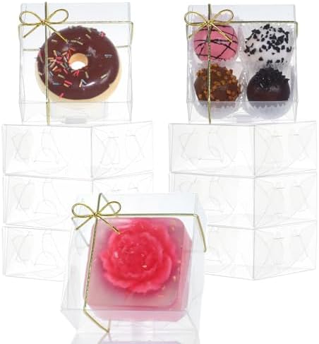 3.3"X3.3"X1.5" 100PCS Clear Chocolate Truffle Boxes for Cookies, Soap, Donuts, Macarons, Mini Bakery, Brownies by SLShePack