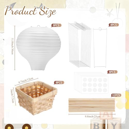 Meooeck 8 Sets White Hot Air Balloon Table Centerpieces Decor - Image 3