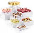 Leinuosen 7 Pcs Large Acrylic Buffet Risers, 8-14" Rectangle, White by Leinuosen