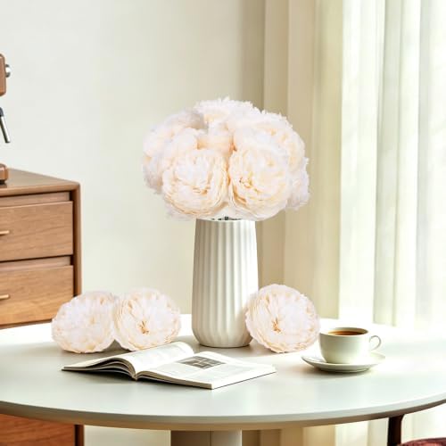 Peonies Artificial Flowers Bulk, 4.7’’ 56 Pcs Fake Peony - Champagne - Image 6