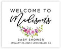Andaz Press Personalized Large Canvas Baby Shower Welcome Sign, 16 x 20 Inches, Fuchsia Purple Florals, Guestbook Alternative, Custom Baby Shower Sign, for Floral Baby Shower, Baby Sprinkle Theme by AndazPress