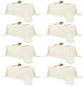 Fitable 8 Pack Ivory Tablecloths 90x132 Inch for 6 Foot Rectangle Tables by Fitable