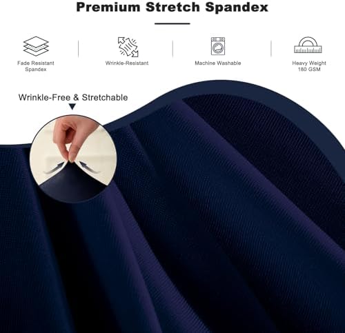 GALLETY Navy Blue Table Cloth for 5FT Round Table, Fitted Spandex 120 inch Round Tablecloth, Wrinkle Free Tables Skirt for Receptions Birthday Photography Social Events Engagement Party Decorations - Image 3
